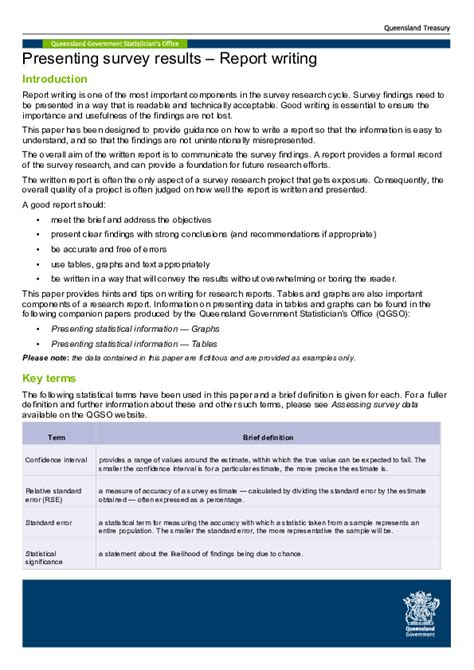 Presenting survey results – Report writing .